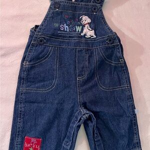 Vtg Disney Kids Overalls with Embroidered 101 Dalmatians- Dark Blue